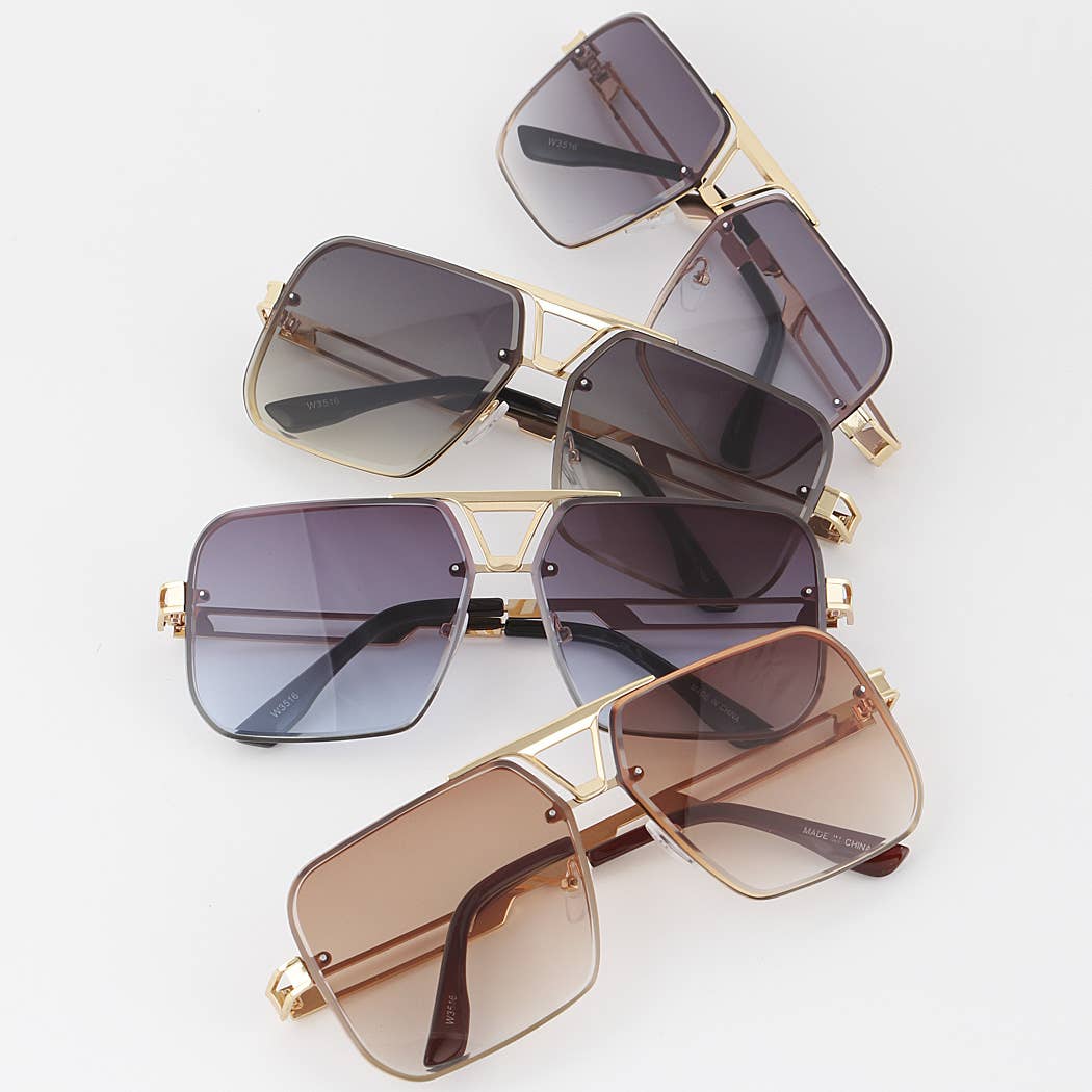 Geometric Aviator Sunglasses