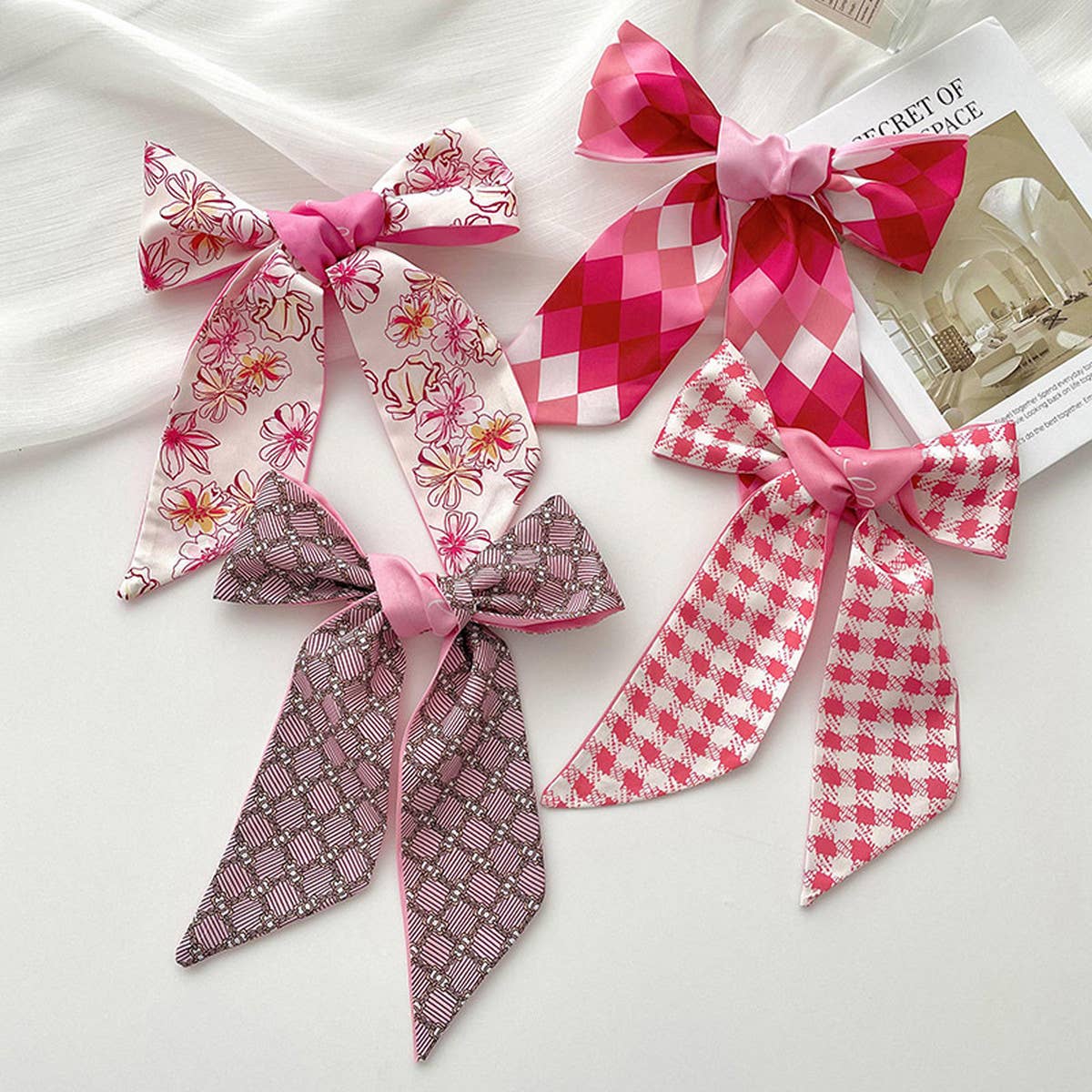 Pink Floral Skinny Scarf