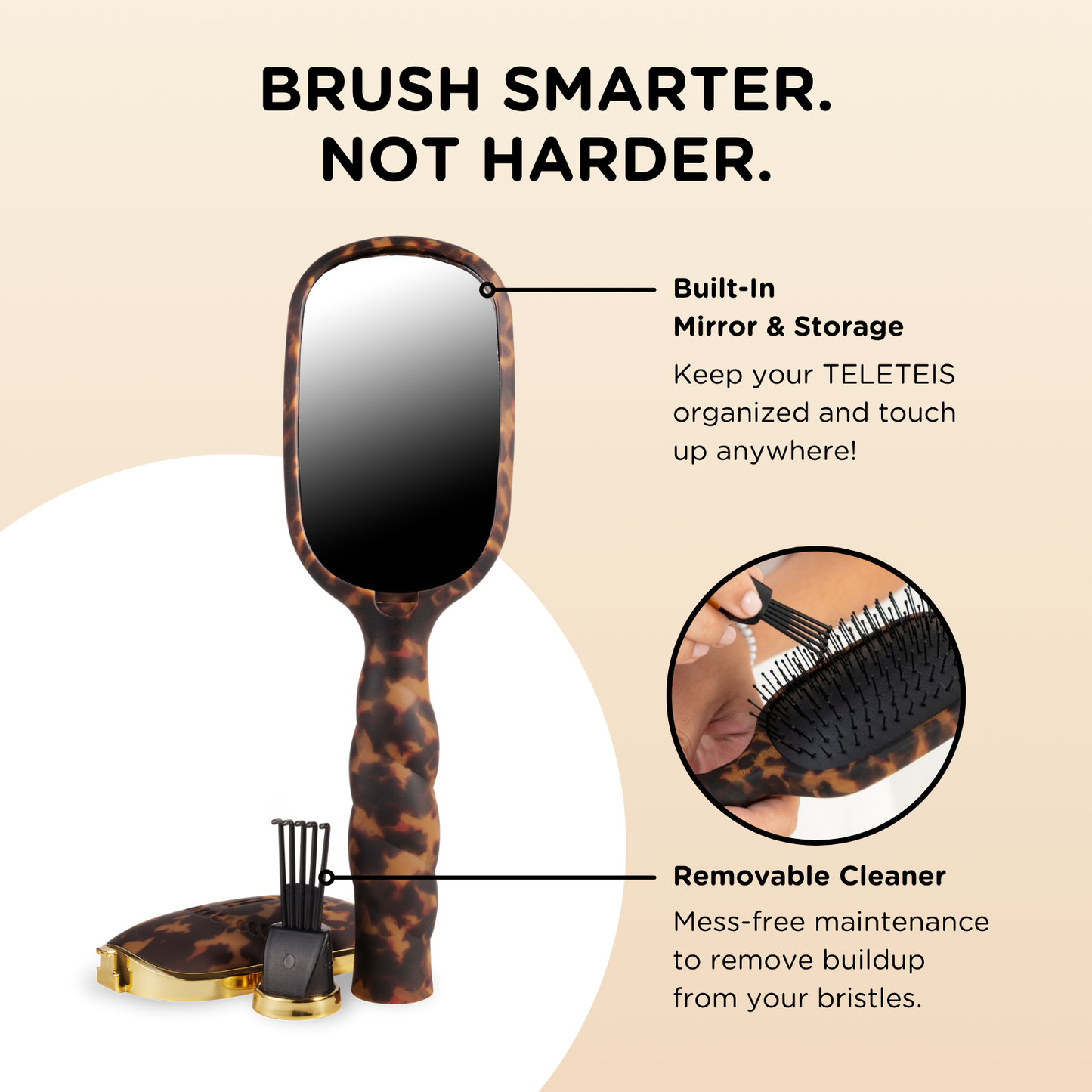 TELETIES® Detangler Hair Brush for Medium Hair – Tortoise