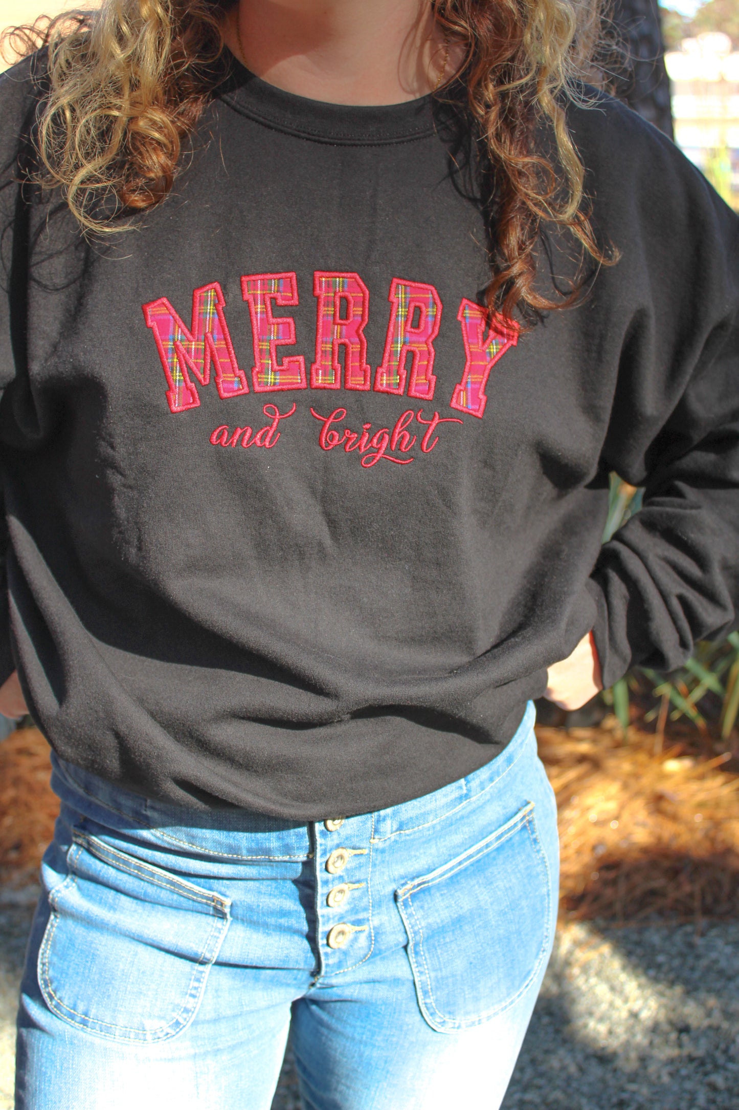 Merry & Bright Plaid Crewneck