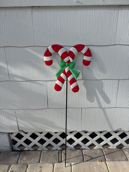 Candy Canes with Bow on Pole