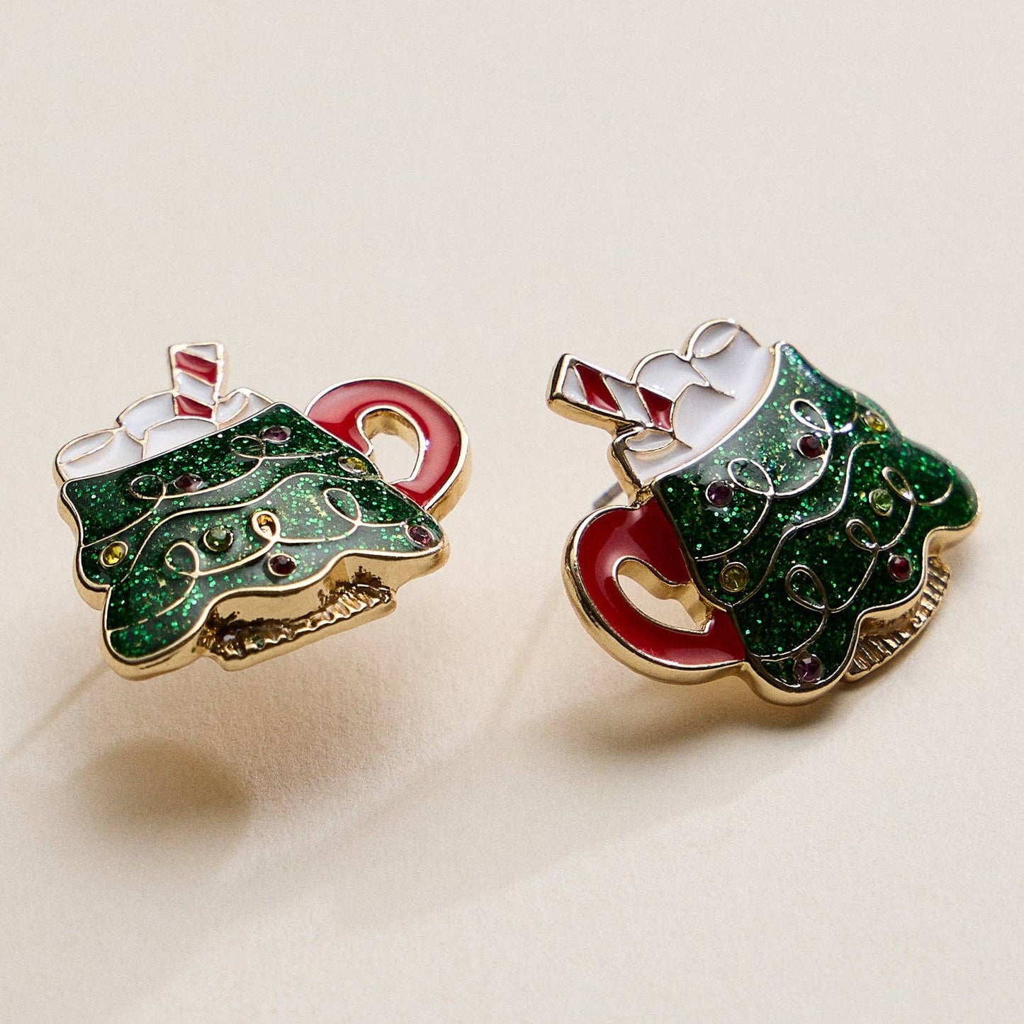 Christmas Tree Mug Stud Earrings — Cozy, Charming & Full of Holiday Cheer