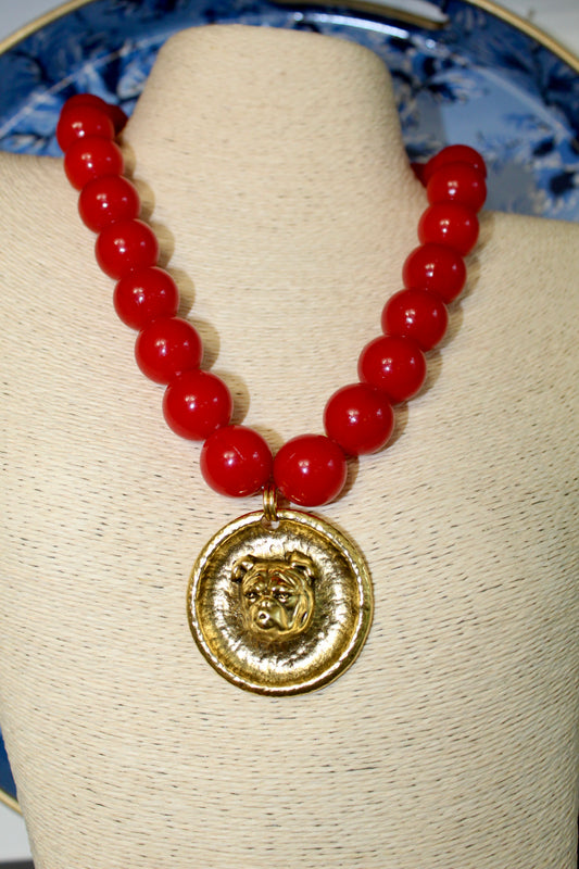 Yochi- Dog Red Ball Necklace