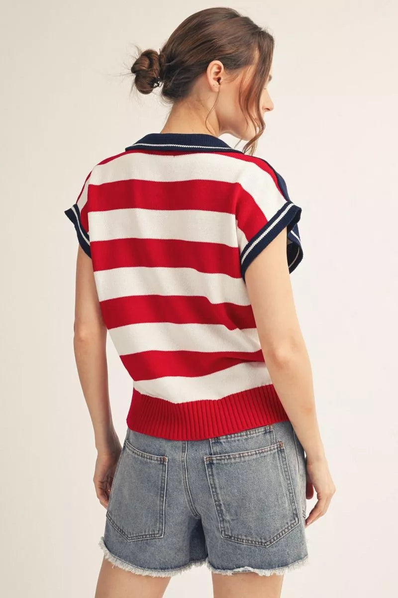 The Liberty Stripe Polo Sweater