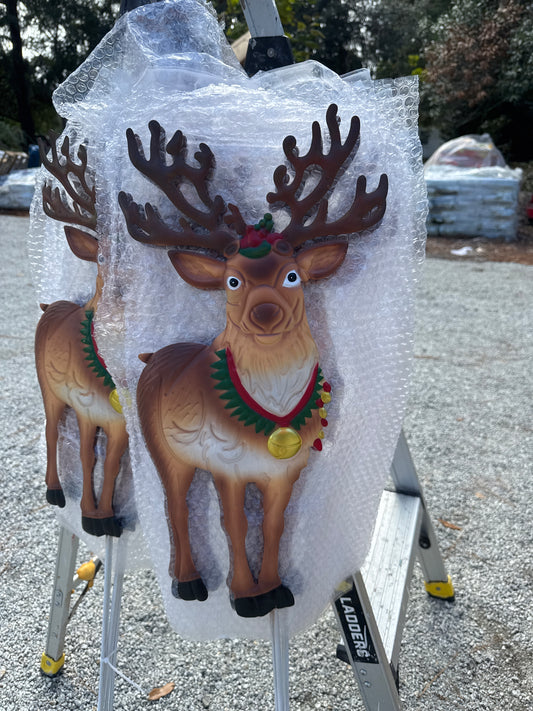 Metal Christmas Deer on Pole