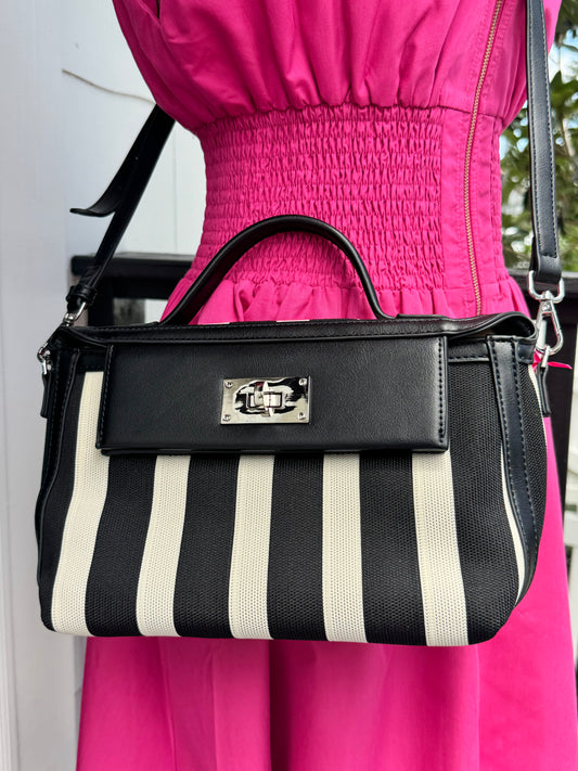 Classic Contrast Striped Flap Bag