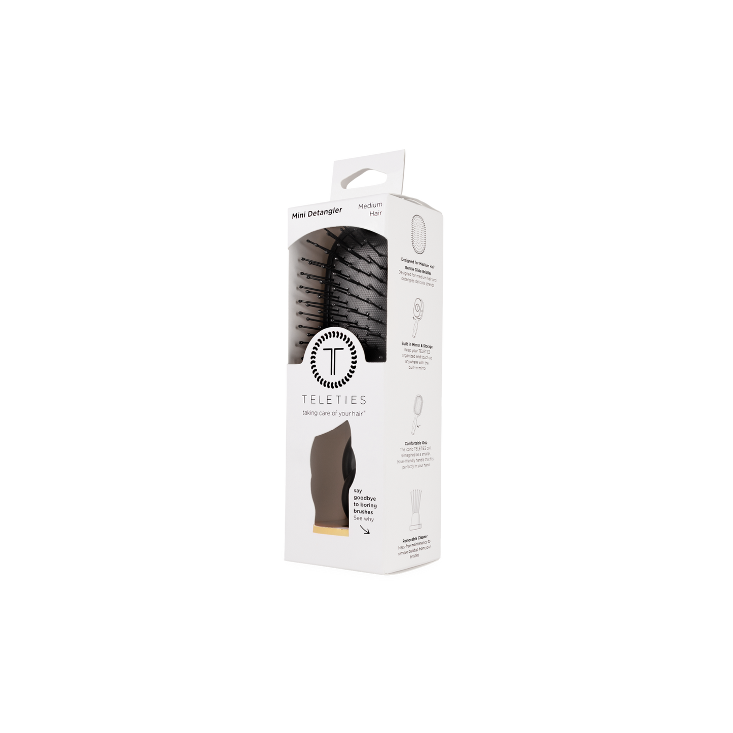 TELETIES® Mini Detangler Hair Brush – Jet Black