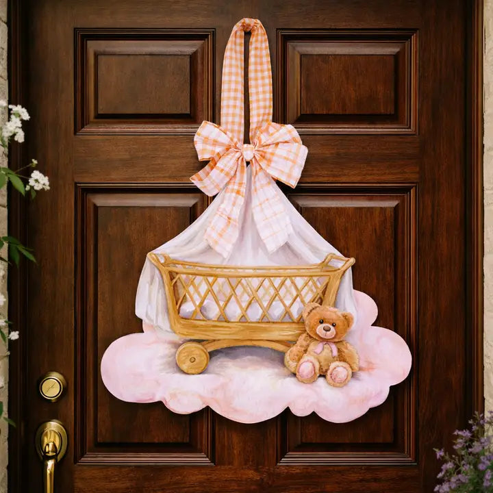 Large Designer Baby Girl or Baby Boy Door Hanger