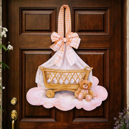 Large Designer Baby Girl or Baby Boy Door Hanger