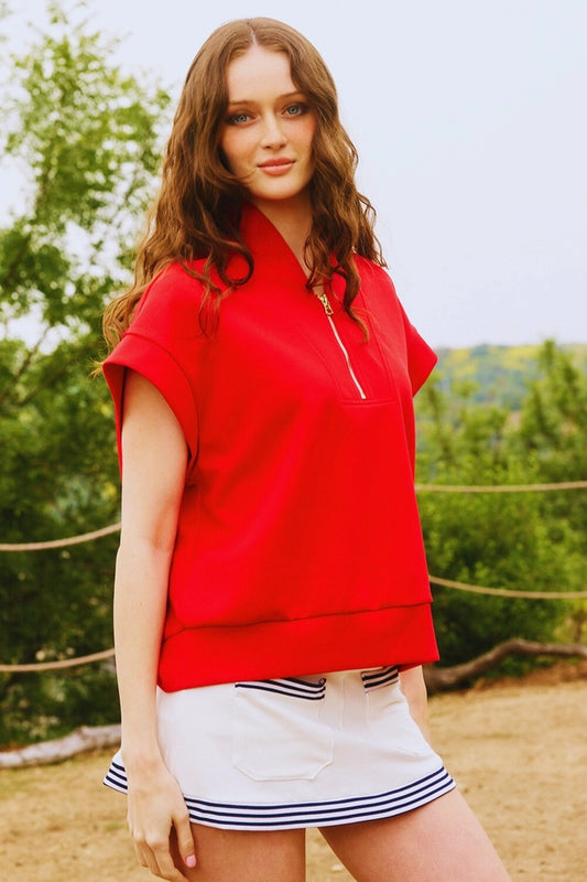 Red Harbor High-Rise Dolphin Shorts & Shirt Set
