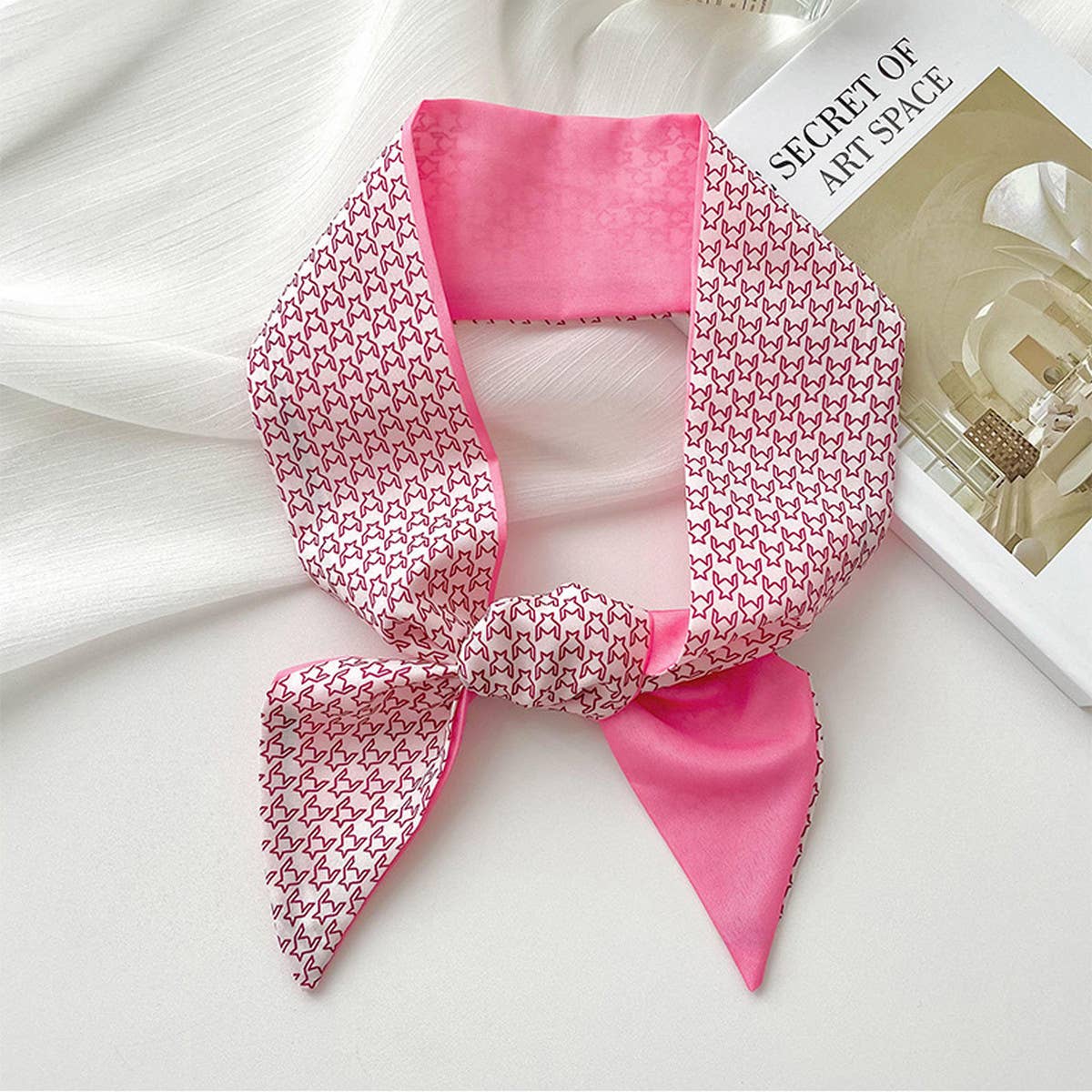 Pink Floral Skinny Scarf