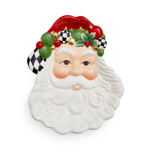 Spode Christmas Tree Figural Black and White Santa Plate