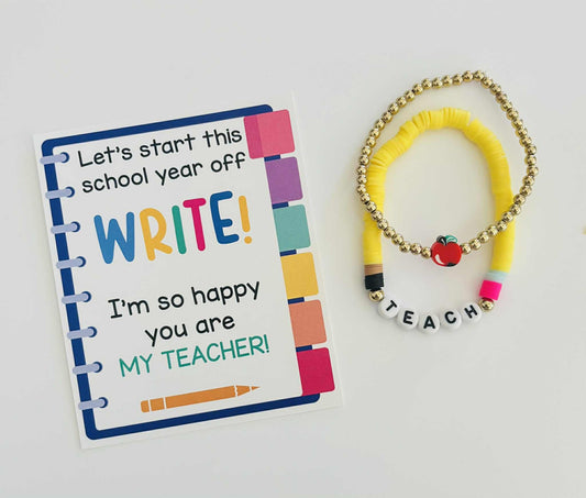 Back to School Teacher Gift; Teacher Bracelet & Stationery 