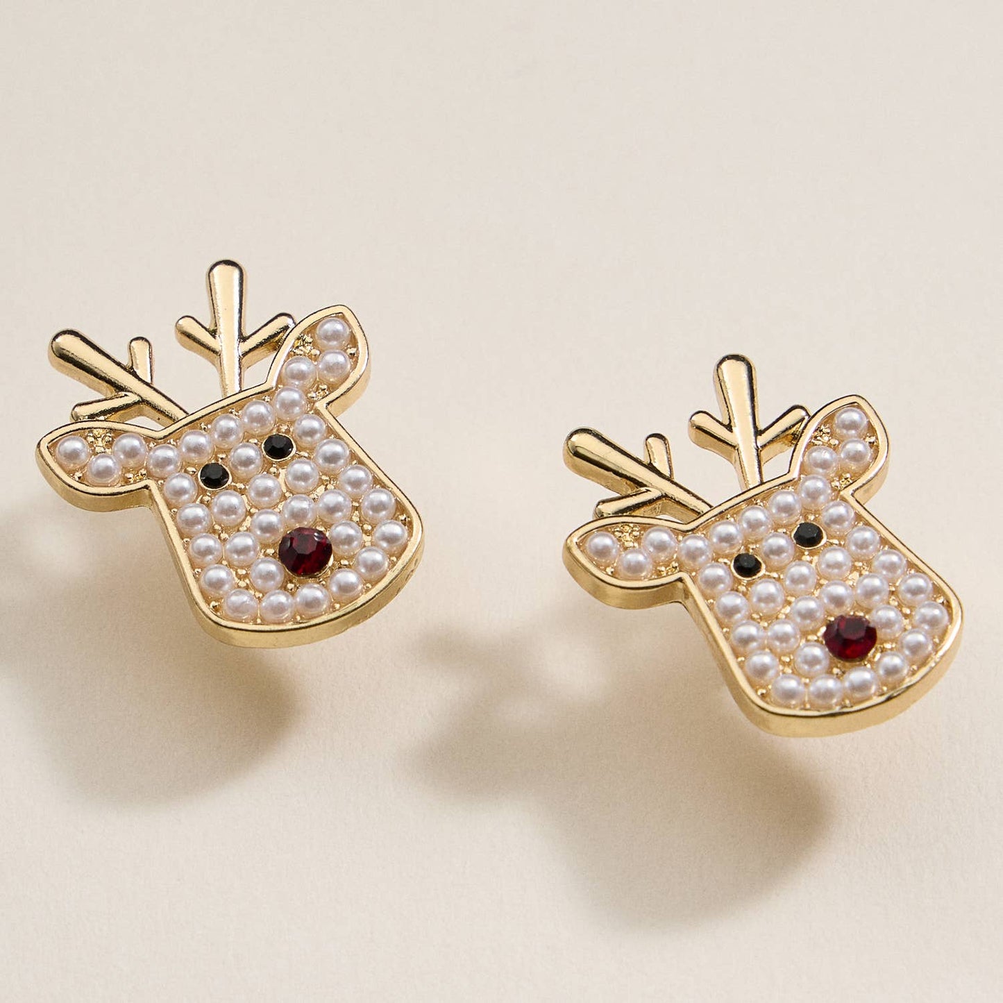 Rudolph Pearl Stud Earrings — Cute, Charming & Full of Christmas Cheer