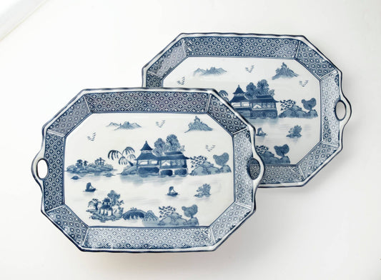 Blue & White Chinoiserie Porcelain Platter