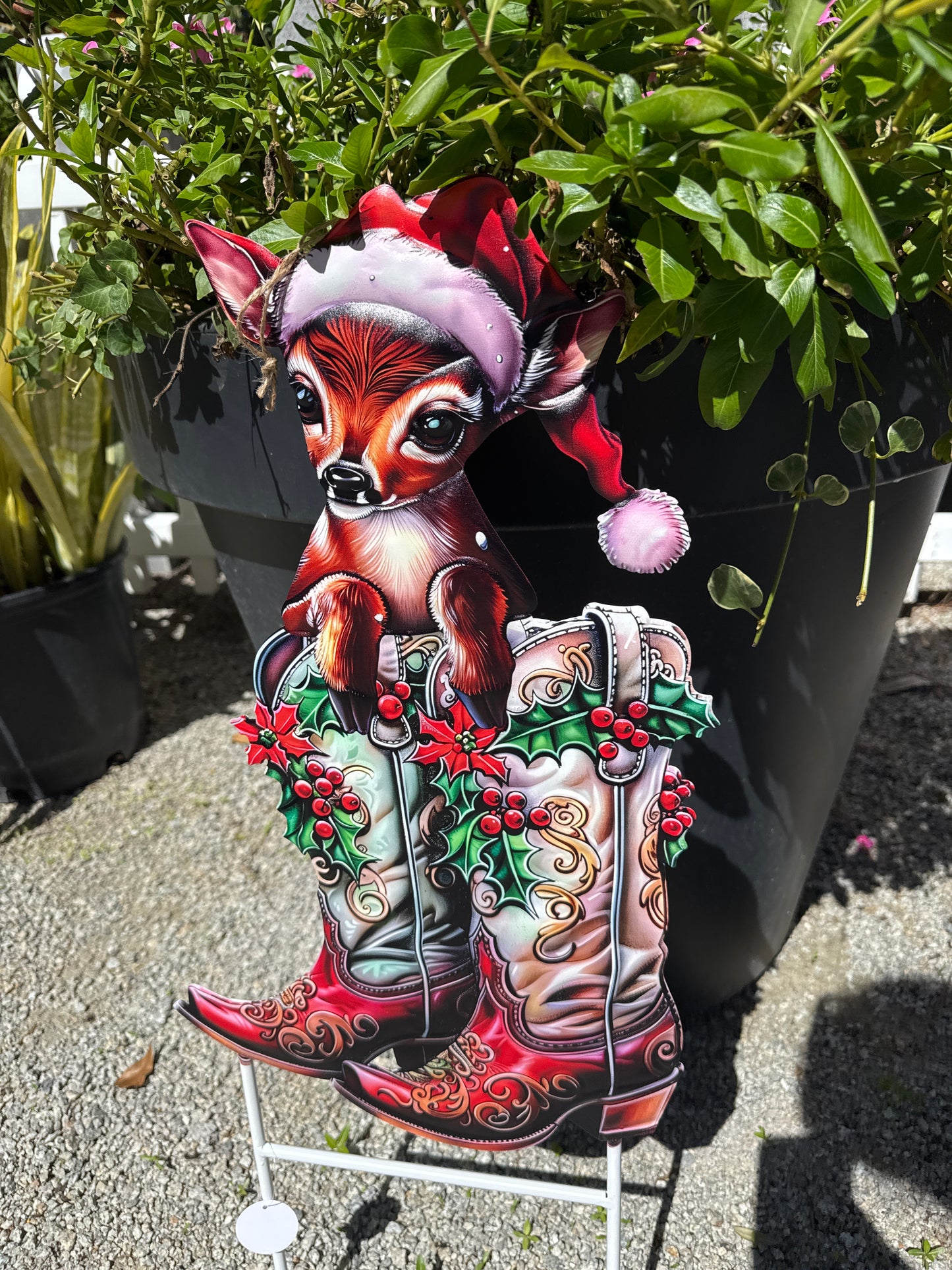 Metal Christmas Boots with Deer