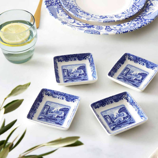 Blue Italian Square Dishes Set of 4