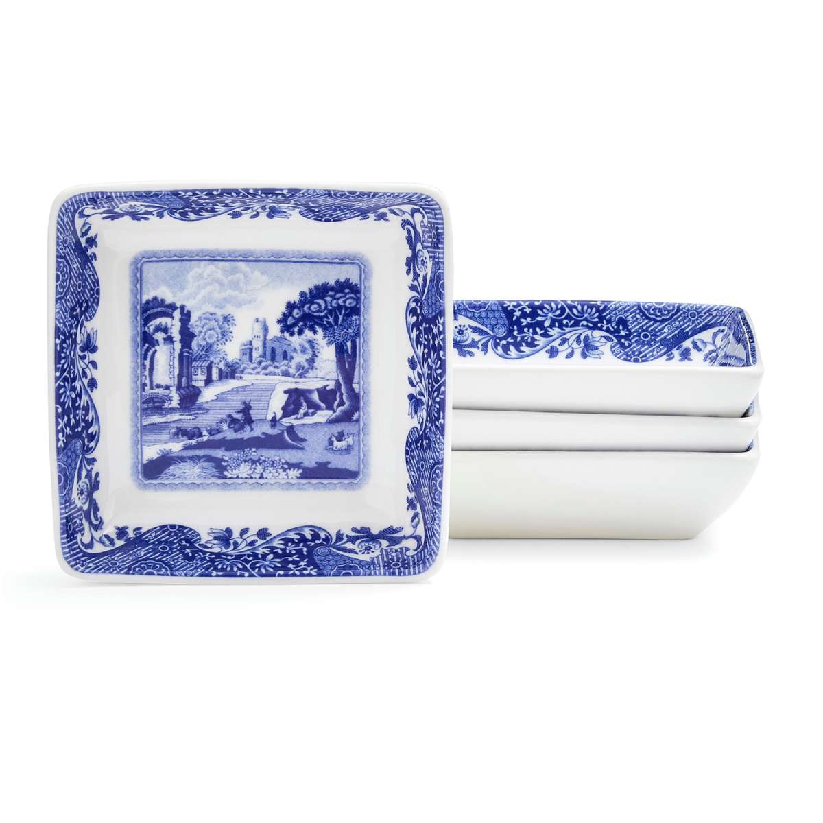 Blue Italian Square Dishes Set of 4