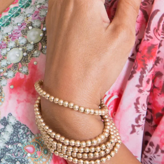 Stretch 5 Piece Set Metal Beads Bracelet