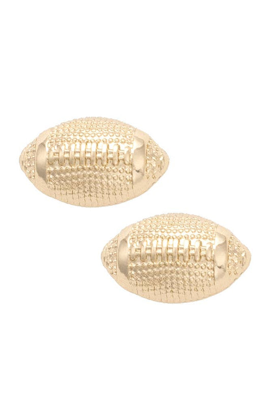 Football Stud Earrings in Shiny Gold