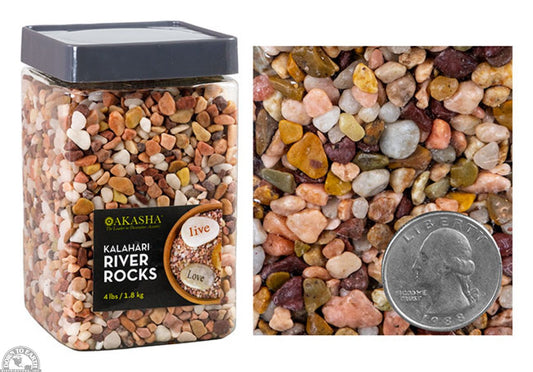 🪨 Akasha Kalahari River Rocks – 4 lb Container  Natural texture. Timeless beauty. Effortless finishing touch.