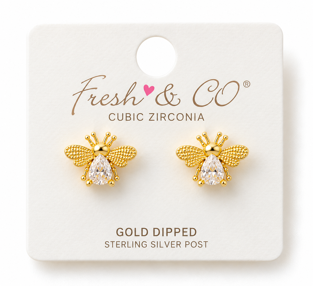Queen Bee Gold & Crystal Stud Earrings 🐝✨