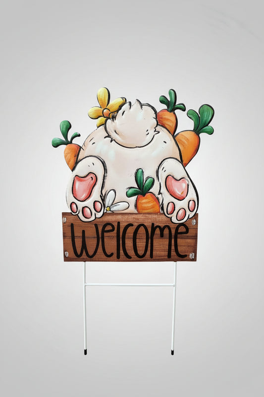 Metal Easter Bunny Welcome Sign