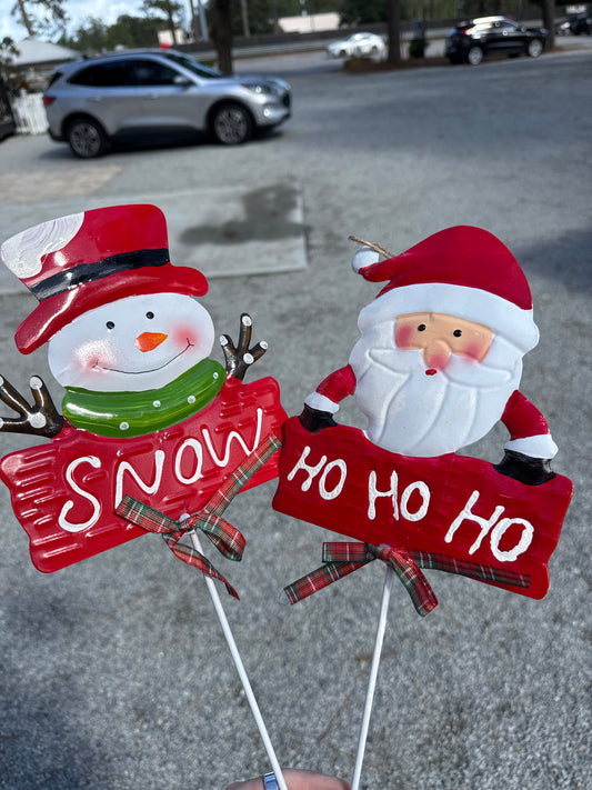 Assorted Santa/ Snowman on Pole