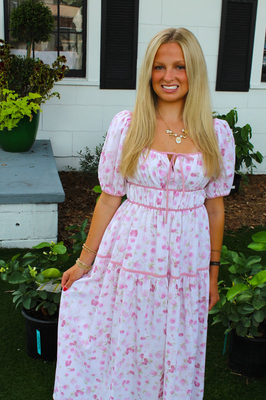 Ivory & Pink Floral Maxi Dress