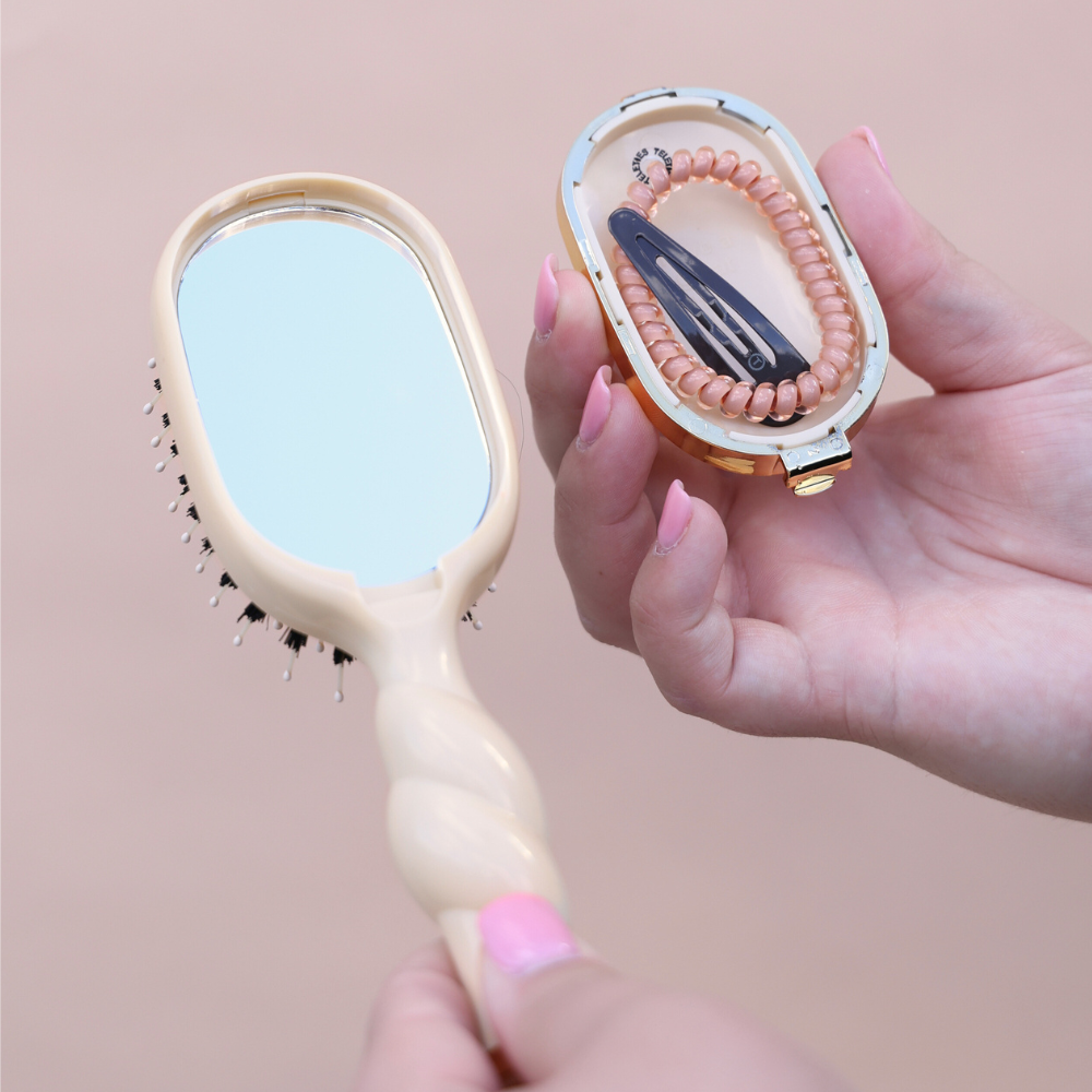 TELETIES® Mini Boar Bristle Hair Brush – Tan