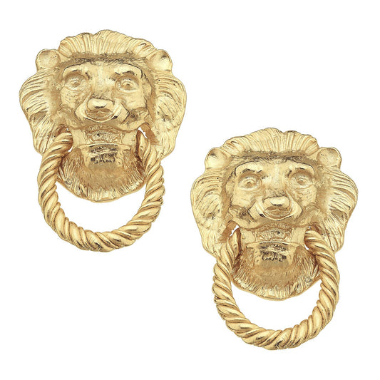Handcast Gold Lion Head + Knocker Studs