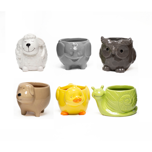 6"L Assorted Animal Pot Planters - Dolomite Ceramic
