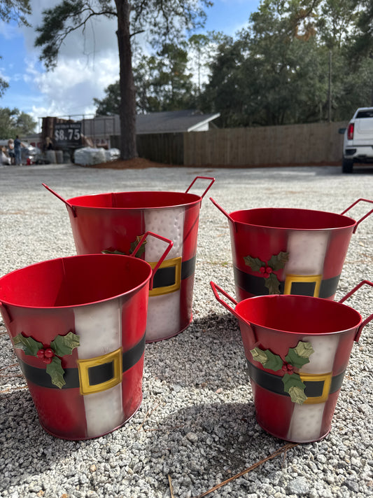 4pc. Santa Bucket with Handles