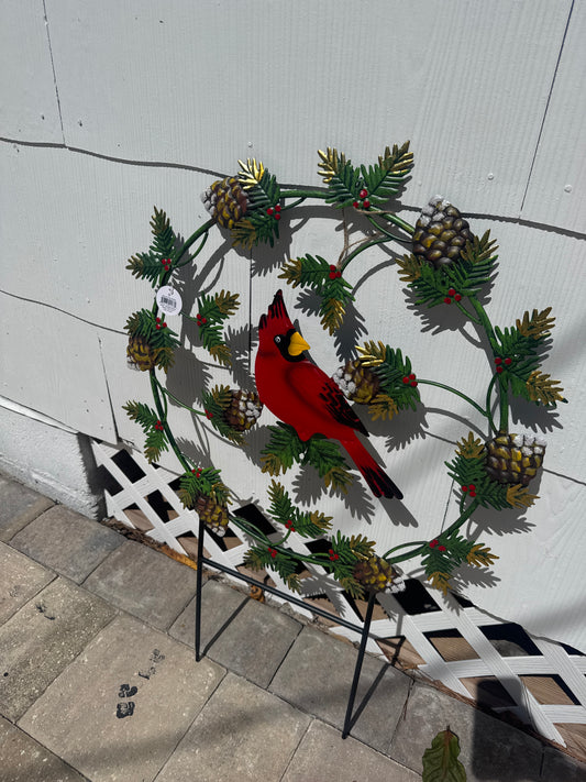 Metal Christmas Cardinal Wreath