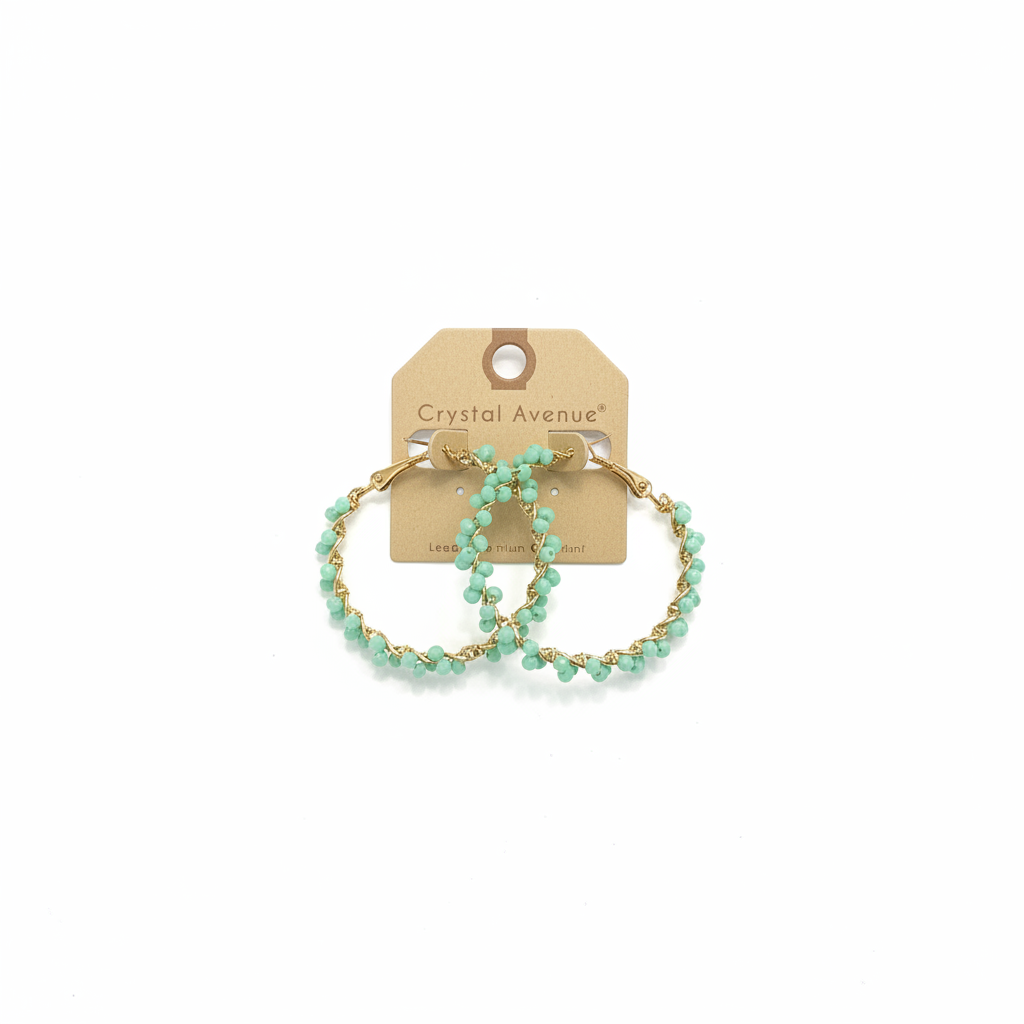 Mint beaded hoop earrings