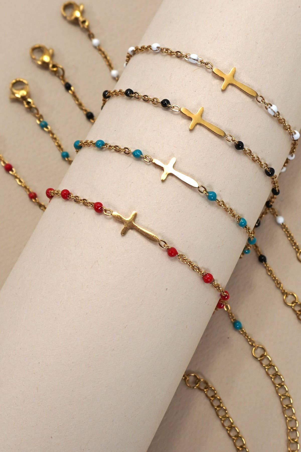 18K STAINLESS STEEL TARNISH FREE CROSS BRACELET