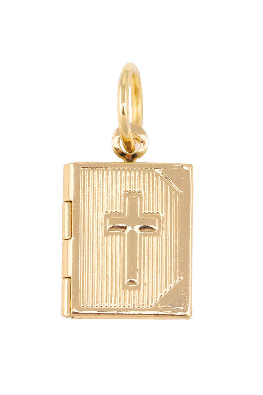 Holy Bible Locket Charm in Shiny Gold