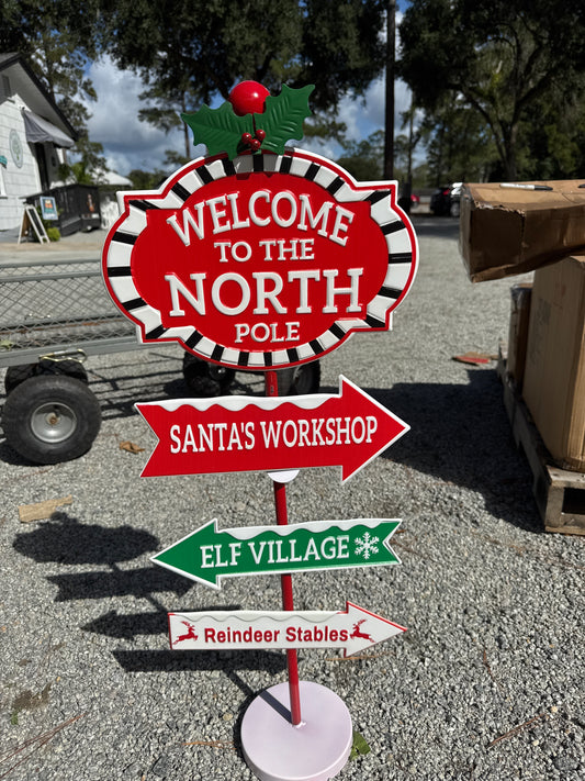 Metal Christmas Pole Sign
