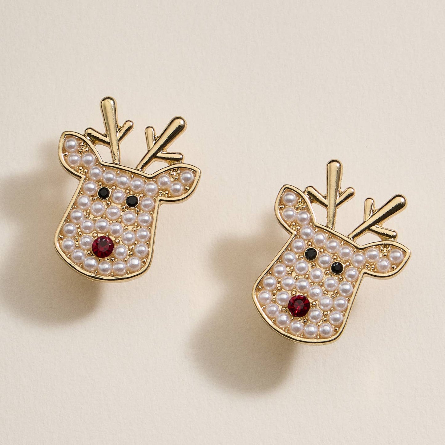 Rudolph Pearl Stud Earrings — Cute, Charming & Full of Christmas Cheer