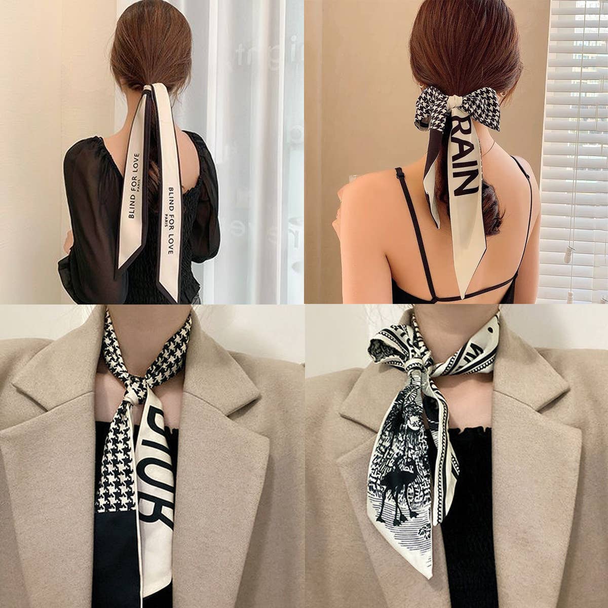 Floral Letter Scarf Hair Tie Ribbon