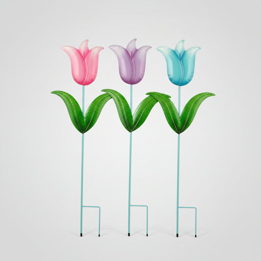 Assorted Metal Tulip Garden Art – Blue, Purple, or Pink (Sold Individually)