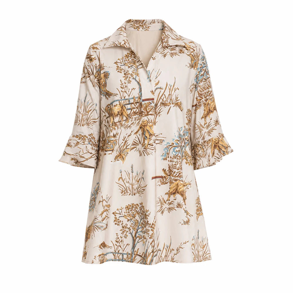 House of MBR Maple Field & Feather Ruthie Short Shirt Dress