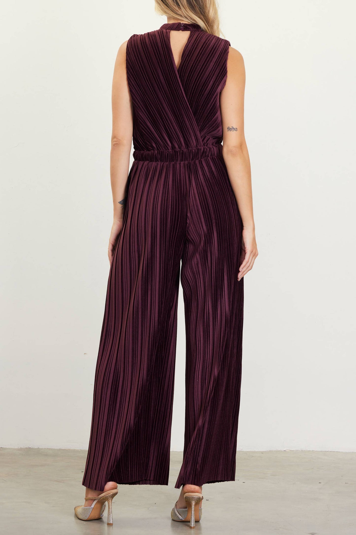 ✨ Skies Are Blue — Pleated Velvet Jumpsuit
