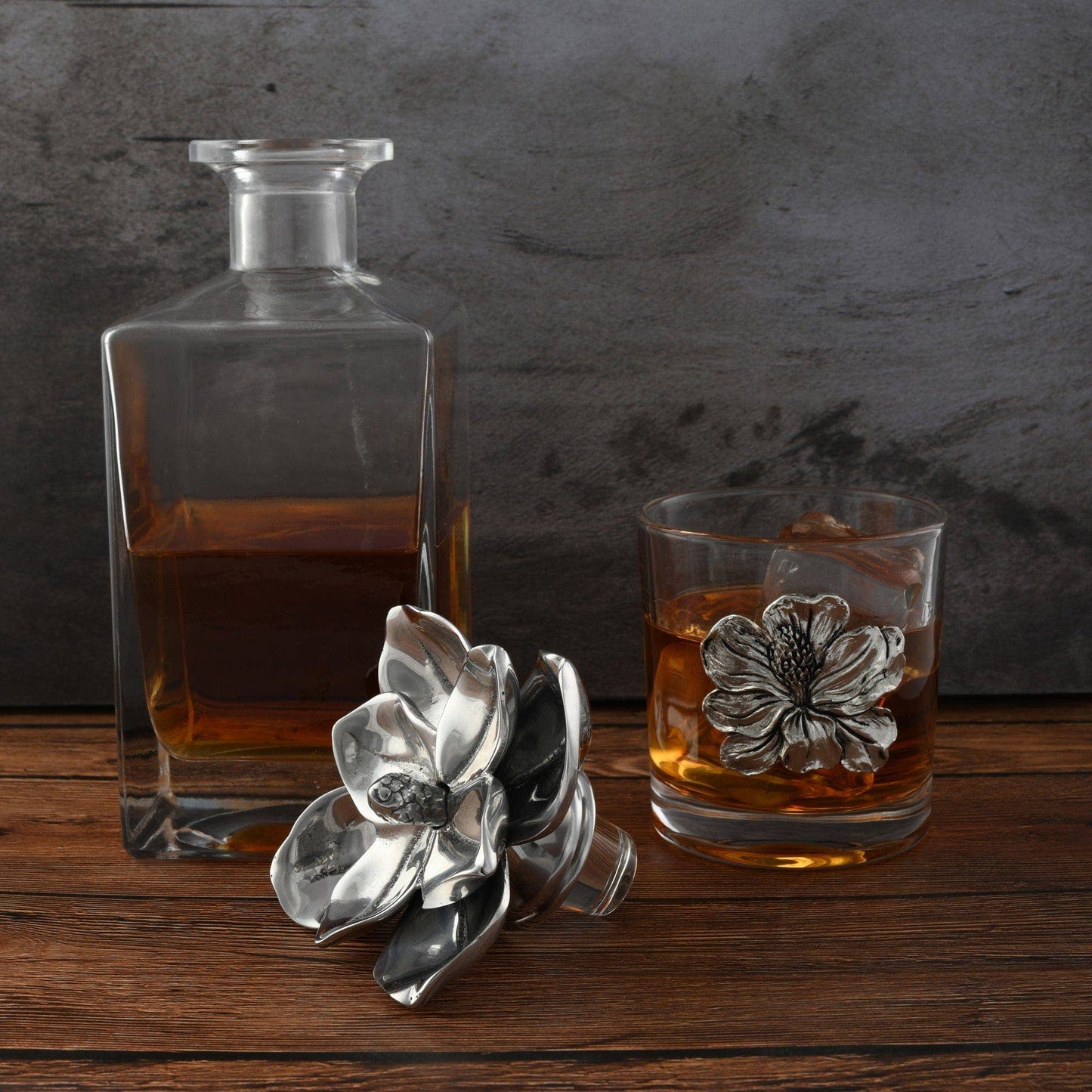 Arthur Court Magnolia Decanter Set with Glasses