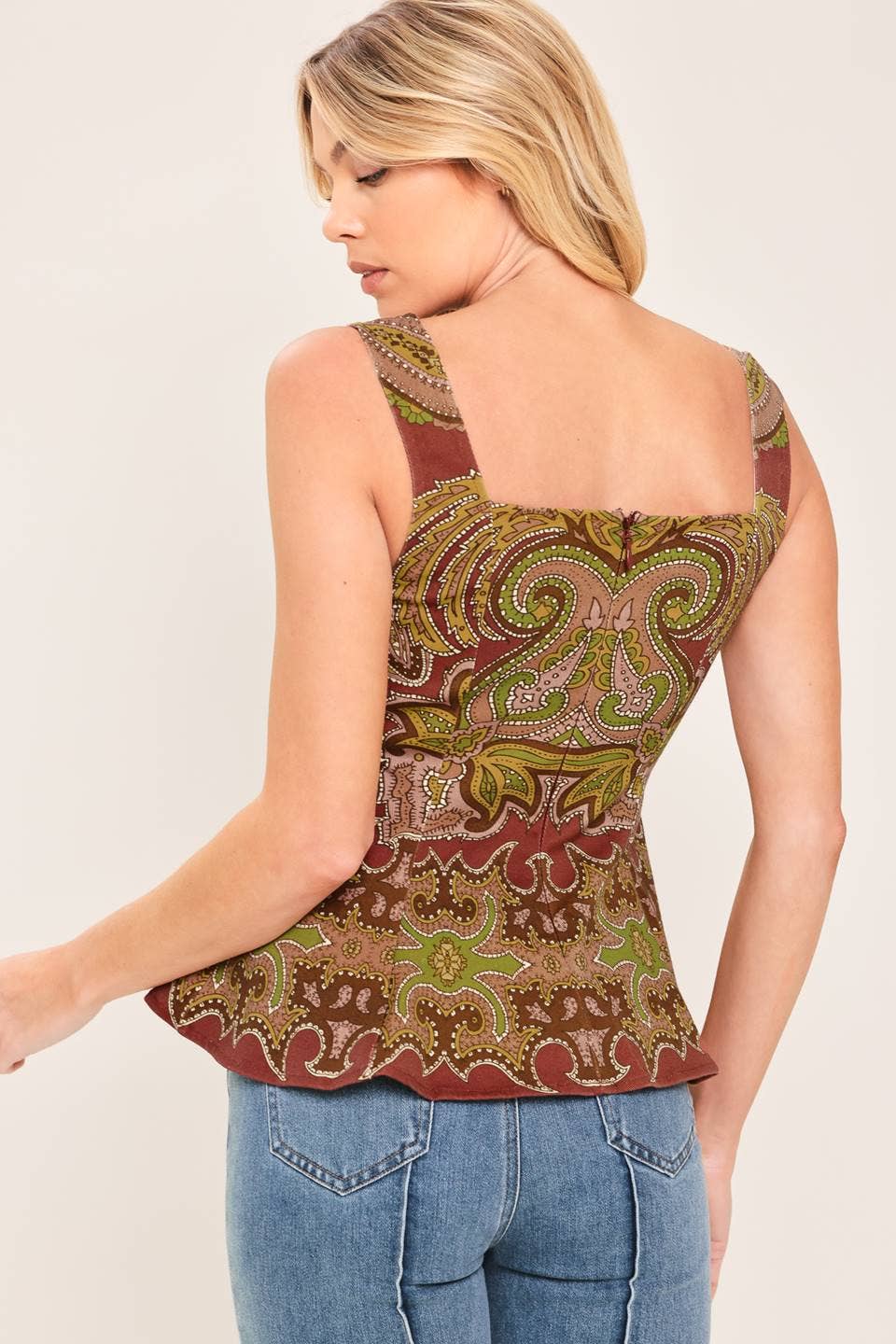 Autumn Paisley Peplum Top