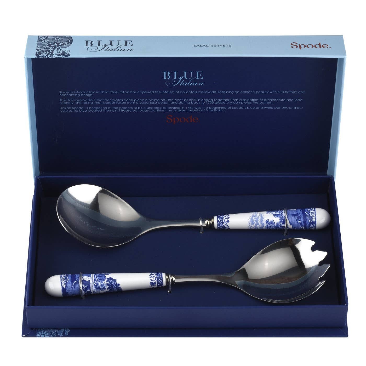 Spode Blue Italian Set of 2 Salad Servers
