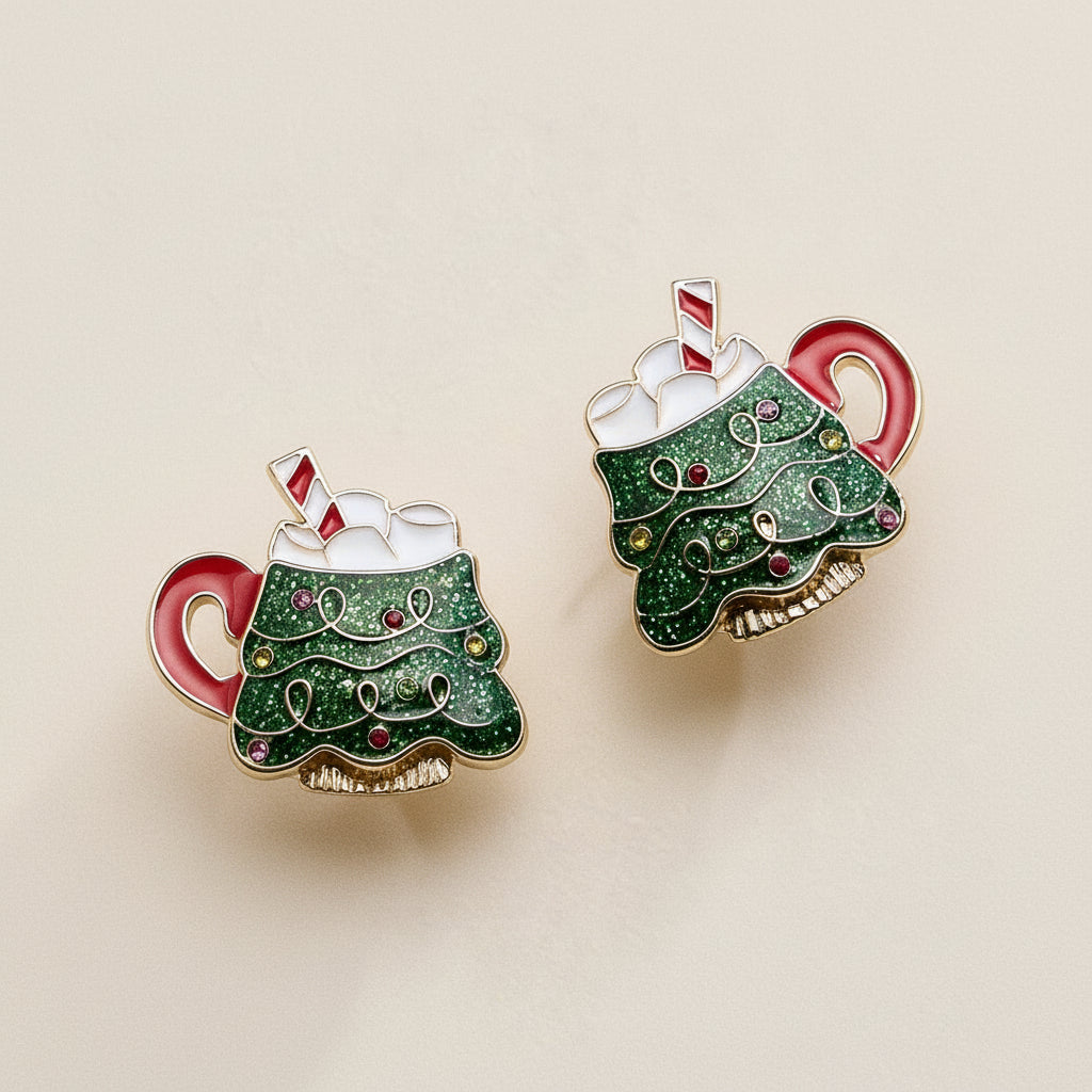 Christmas Tree Mug Stud Earrings — Cozy, Charming & Full of Holiday Cheer