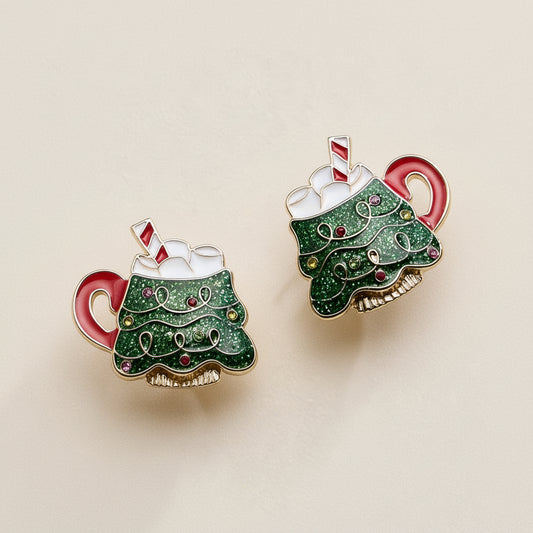 Christmas Tree Mug Stud Earrings — Cozy, Charming & Full of Holiday Cheer