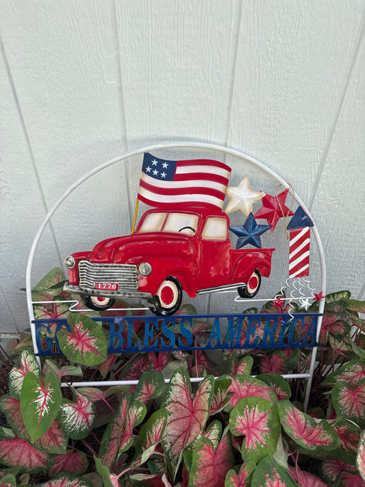 Metal USA Truck On 2 Poles