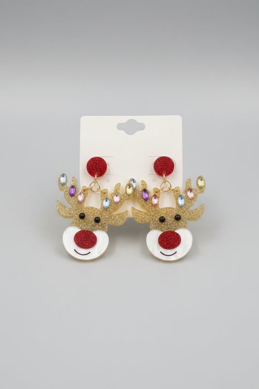 Christmas Rudolph Glitter Earrings